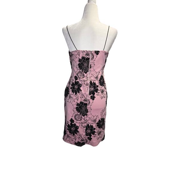 NWT Almost Famous Pink Black Mini Dress 3D velvet Floral Large - Picture 3 of 4